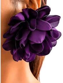 1 对女士夸张织物花卉图案耳环，海滩度假风格 - 粉色 - 查看 4