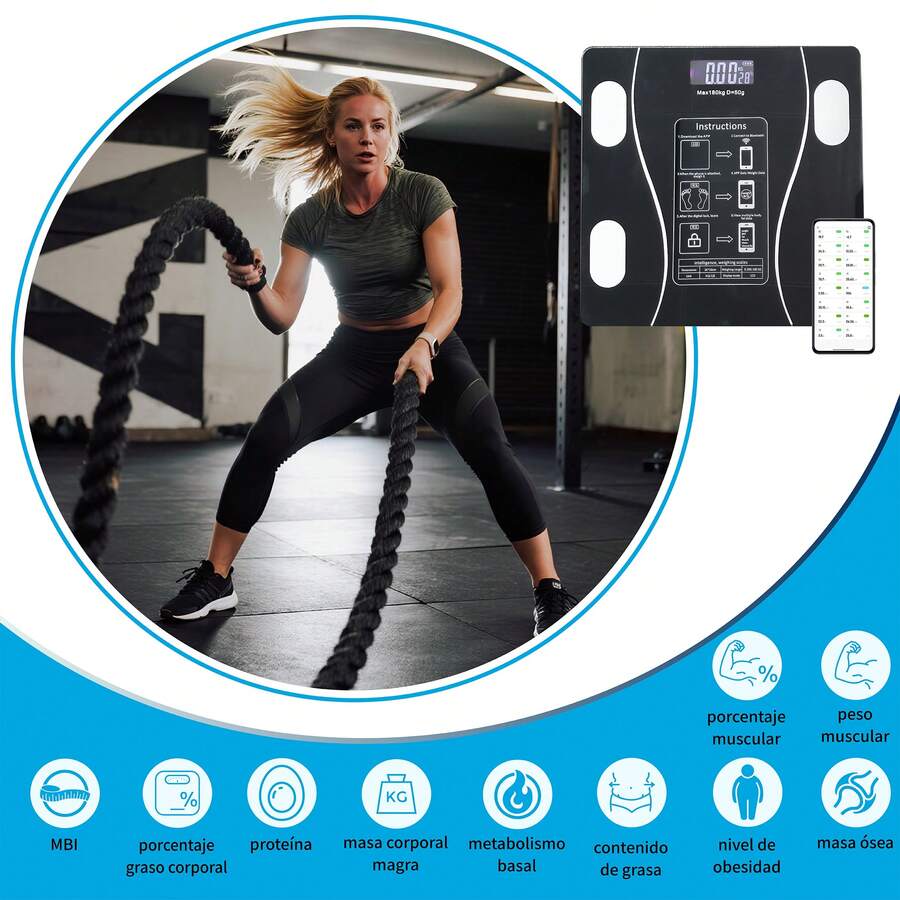[Esencial para Fitness]Báscula Inteligente de Salud | Análisis Preciso de Músculo/Grasa | Seguimiento de Resultados en App - Multicolor - Ver 1
