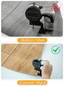 Madebyblanc 1 卷米色厚剥离粘贴地砖贴纸（厚度：0.25 毫米），防水防滑乙烯基地板贴纸，自粘厚乙烯基贴纸适用于浴室、客厅、卧室、厨房、房车、可移除壁纸、墙贴和地板贴纸，适用于卧室和客厅 - 加厚米黃色 - 查看 12