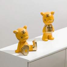 1pc Cute Tiger Tray Decor Ornament, Decorative Animal, King Of The Forest Tiger Figurine, Resin Adorable Animal Decor, Kids Room Decoration, Creative Gift Tray Ornament, Multiple Styles Available, Art Craft, Home Decor, Suitable For Bookshelf, Office, Living Room