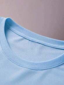 Kit Of 3 Men's Plain T-Shirts Casual Shirt 100% Cotton Versatile Comfortable Sports Unisex Blouse - Baby Blue - View 2