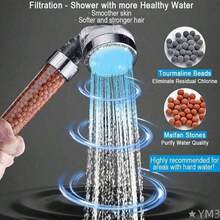 1pc LED Filtered Shower Head, LED Glowing Shower Filter, Negative Ion Water Filter Shower, Can Filter Impurities In Water, RGB Lights Automatically Adjust According To Water Temperature, Water-Saving And Energy-Efficient Shower, Suitable For All Skin Types, Bathroom Accessory. - Multicolor - View 3