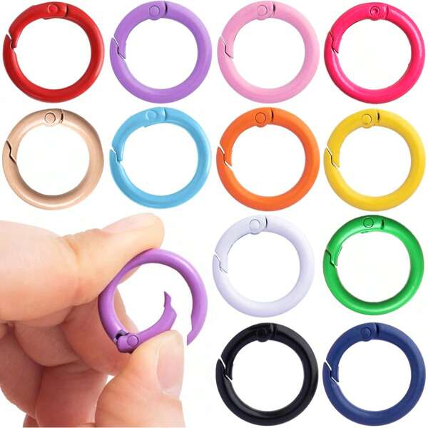 7 piezas de anillos en O redondos de 24 mm, mosquetones metálicos de colores, hebillas de gatillo DIY para bolsos, llaveros, accesorios de coche, estilo gótico y Y2K
