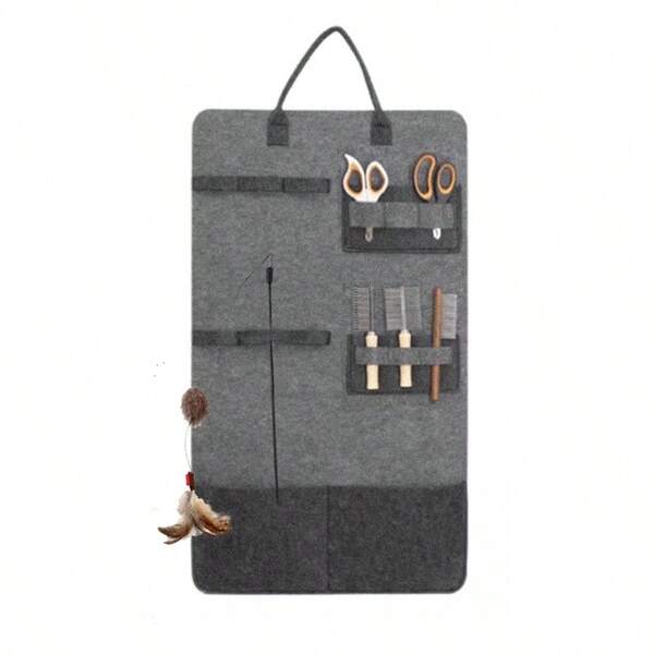 Cat Toy Storage Bag For Cat Wand, Felt Cat Toy Hanging Holder Cat Teaser Toy Organizer Box For Cat Wands, Feather Toys, String Teaser Sticks & Cat Accessories (Wall Mounted, Indoor Use)