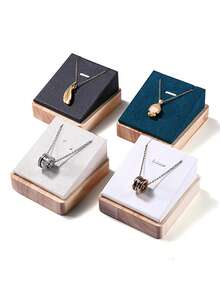 1pc/6pcs Wooden Velvet Jewelry Display Stand, Necklace Pendant Earring Organizer Holder For Jewelry Accessories - Multicolor - View 13