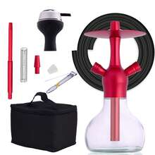 Shisha 水烟套装便携式水烟，包含所有配件，便携式布袋，14 英寸单管水烟，耐用硅胶水烟碗，水烟配件，旅行水烟，迷你水烟，高品质节日礼物 - 均碼 - 查看 11