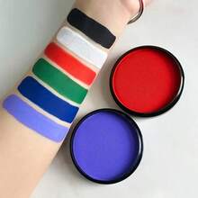 VERONNI 30g Water Activated Face And Body Paint With 1 Brush, Water Soluble Monochrome Face Painting Kit For Stage, Screen, Cosplay, And Halloween Makeup, Available In White, Black, Red, Green, Blue, Purple - 彩色 - 查看 7