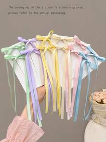 10pcs/Pack Girls' Polyester Colorful Bow Hair Clips, Lace, Elegant, Ballet, Y2K Fairy Style Hair Accessories, Suitable For Daily Wear (Random Colors) - Multicolor - View 3