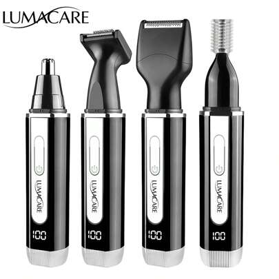 4-In-1 Men's Grooming Kit - Electric Shaver, USB Rechargeable - Electric Ear & Nose Hair Trimmer, Beard & Eyebrow Trimmer With LCD Display, Precision Cutting, Lithium Battery, Great Gift For Holidays