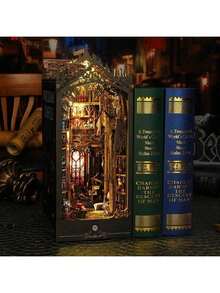 Book Nook Kit, 3D Wooden Puzzle, DIY Miniature House Kit For Book Nook Shelf Insert Decoration, Magic Book House Stand, Bookshelf - Gothic Castle - 查看 8