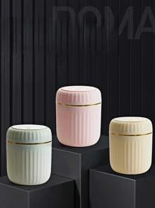 Mini Solid Color Desktop Trash Can With Lid And Button, Suitable As Small Garbage Bin For Home Office Desk