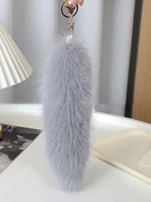 1 件时尚仿狐狸尾巴钥匙扣，蓬松毛茸茸尾巴钥匙扣吊坠，女士包包钥匙扣配件，创意活动，适合日常使用，适合朋友圣诞礼物创意包包挂绳带身份证夹汽车配件包包挂饰 - 彩色 - 查看 4