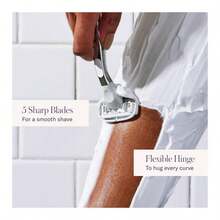 Flamingo Razors For Women, 1 Women'S Razor Handle (Chrome), 5 Blade Razor For Women With Aloe And Shea Butter Glide Strips - 1 Tay cầm + 1 Lưỡi dao - Xem 8