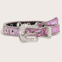 1 Piece Set Ladies Silver Studded With Rhinestones Embellished Luxury Fashion Personalized Sequined Belt Belt Suitable For Jeans - Rhinestone - View 6