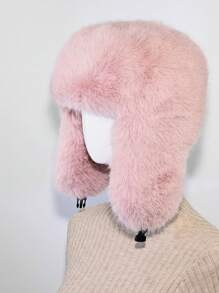 1顶加厚仿狐狸毛猎帽,帽子围巾套装,适合秋冬季户外活动,保暖百搭,可用于徒步、滑雪、骑行和日常佩戴,复古亚克力渔夫帽,保暖内衬飞行员帽,万圣节礼物 - A - 查看 6