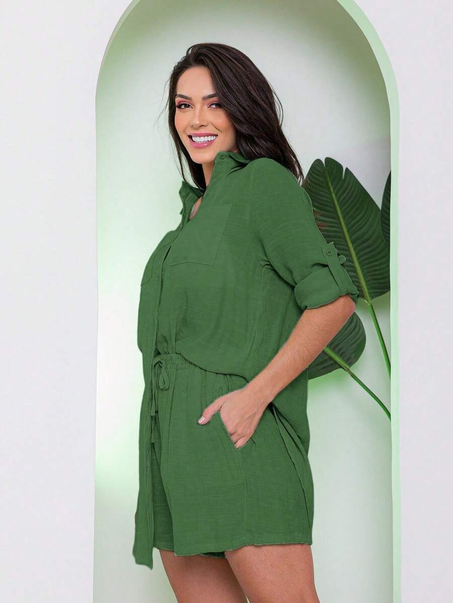 Women's Long Sleeve Beach Shirt Set