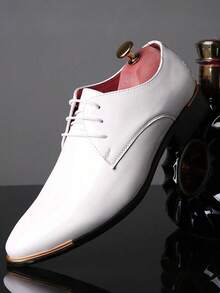 أكسفورد جلد بولي يوريثان لامع للرجال، أنيق بطراز بريطاني كاجوال رسمي