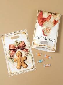 50pcs Christmas Gift Bags Handbag, Santa Claus, Snowman, Christmas Tree, Gingerbread Man Plastic Bags, Christmas Vintage Style Gift Decoration Bags, Merry Christmas Decorations, Christmas Party Supplies, Christmas Small Gift Bags, Shopping Small Goods Wrapping Bags, Christmas Gift Wrap Supplies, Kitchen Wrapping Supplies, 2026 New Year Decor, Party Favors