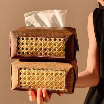 仿木纹皮革纸巾盒套，装饰创意复古奢华面巾纸架