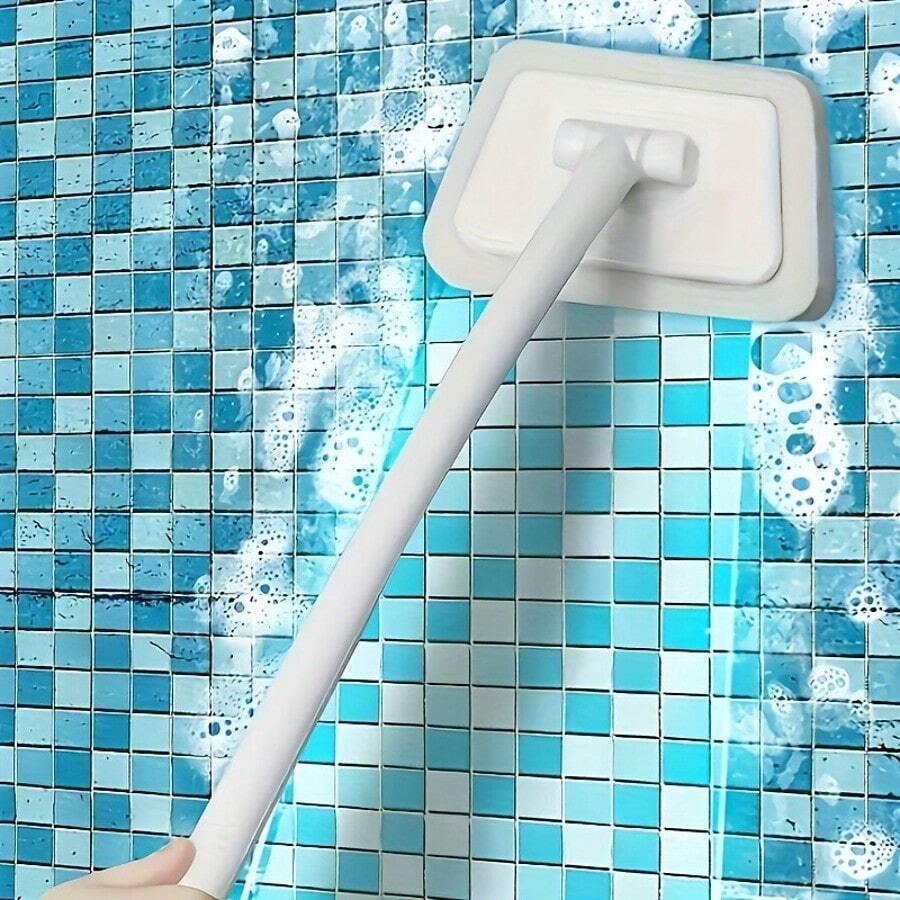 4 piezas (1 mango + 3 cabezales de repuesto) Cepillo de pared multifuncional para baño, cepillo de piso con mango largo y extraíble para el hogar, bañera, cepillo de esponja para azulejos cerámicos, cepillo reemplazable, herramienta de baño/accesorios de baño - Multicolor - Ver 1