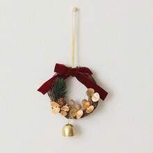 2025 Real Pine Cone Bell Pendant Christmas Car Hanging Berry Vine Small Wreath