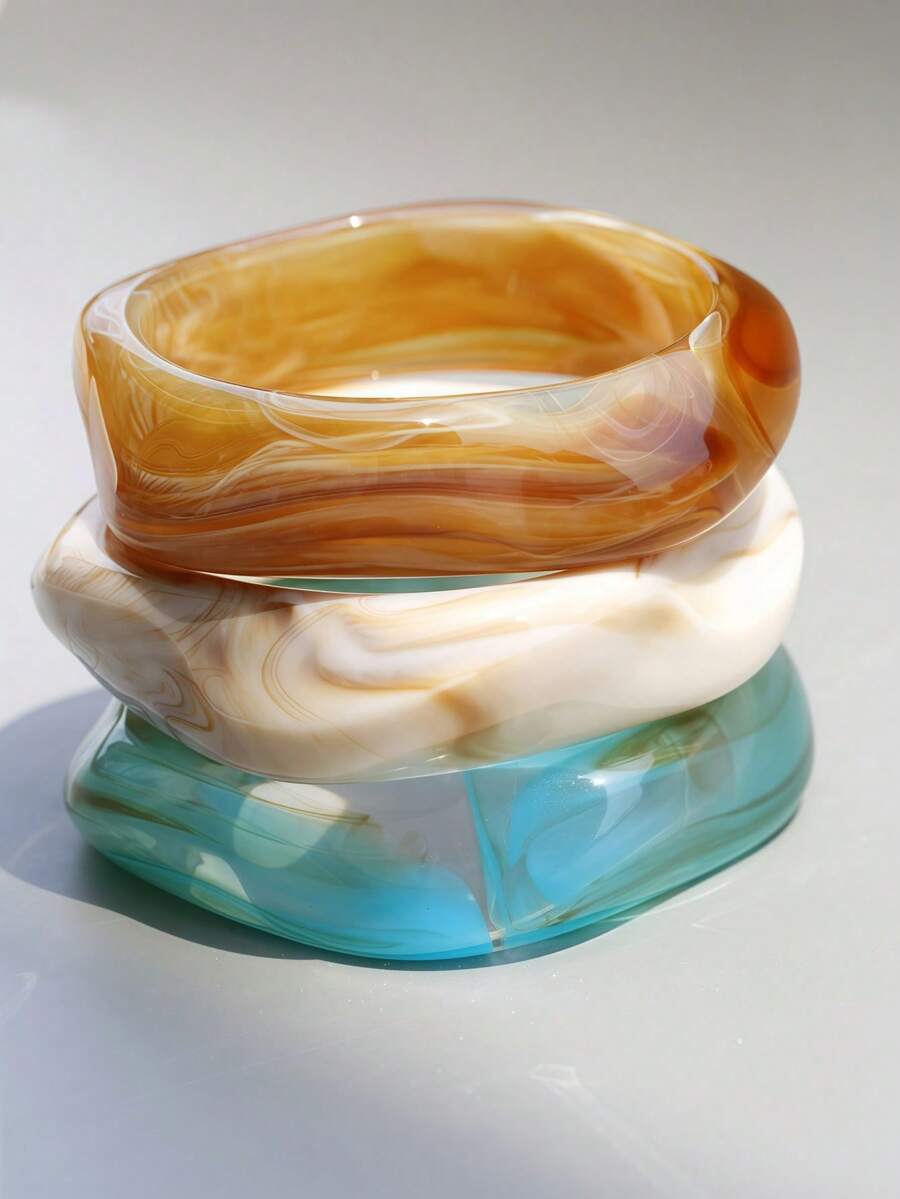 3 件/1 件夸张几何手链套装，百搭珠宝配饰，适合日常佩戴、派对、度假、波西米亚风格 - 幾何手鐲 - 查看 1