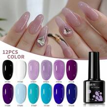 TARTU TARTU Conjunto de 12 Peças de Esmalte de Gel 8ml em Tons de Rosa Nude, Rosa, Roxo, Vermelho, Cinza, Borgonha e Marrom MAR, 12 Cores de Esmalte de Gel Semi-Permanente, Remoção por Imersão para UV/LED, Para Salão e Arte de Unhas DIY em Casa, Presente para Meninas