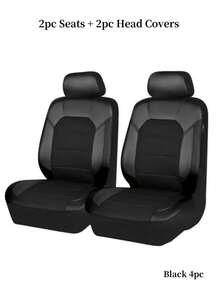 全套汽车座椅套（5座/9件），前排座椅套（2座/4件），通用型汽车座椅套，采用皮革和3D透气网布制成，拉链设计，预留头枕开口，适用于轿车、卡车和SUV，兼容安全气囊。9件套包含：2个前排座椅套、1个靠背套、1个后排座椅套和5个头枕套。4件套包含：2个前排座椅套和2个头枕套。