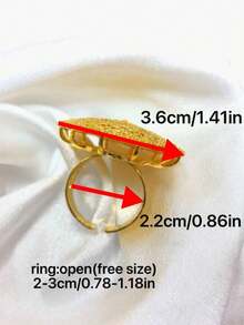 1pc Fashion Elegant Popular Cross-Border Exquisite 3D Carved Plated Gold Ring, Middle East Dubai Europe & Africa Bridal Wedding Party Dress Accessory Holiday Gift Everyday Jewelry, Adjustable Size