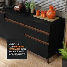 Madesa Kit De 2 Balcones De Cocina con Encimera Reims Negro - Negro - Ver 6