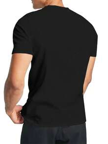 Cotton T Shirt,Short Sleeve Funny Graphic Top, Funny Rollin' With My Homies Men's  Short Sleeve Top, Men's 180g Combed Cotton Summer T-Shirt ,Vintage T Shirts ,Funny Graphic Tee,Graphic Tee - 黑色 - 查看 3