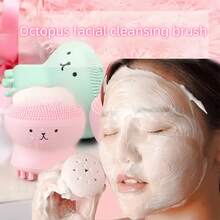 1/2pcs Random Color Octopus Silicone Facial Cleansing Brush, Silicone Hand Held Face Wash Brush, Facial Exfoliating Brush, Hand Held Skin Massage Shampoo Brush, For Deep Cleaning, Gentle Exfoliating Skin Massage Cleansing Brush Beauty Tool - Nhiều màu - Xem 1