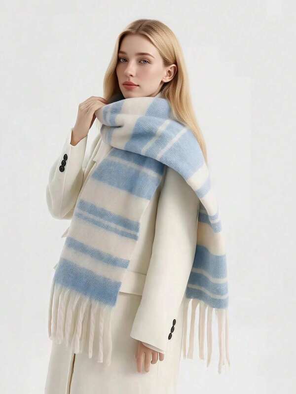 Plaid Scarf, Soft & Warm Scarf, Retro Ins Style Plaid Scarf, Elegant Korean Fashion Scarf For Women, Thick & Warm Multifunctional Long Scarf, Suitable For Air-Conditioned Rooms, Gift Plaid Casual Scarf