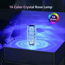 16-Color Rose Ambient Light Crystal Table Lamp RGB Color Changing Night Light,Romantic LED Rose Diamond Touch Lamps For Living Room (Remote & Touch)