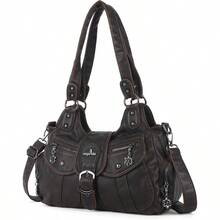 Hobo Bags For Women Vegan Leather Shoulder Purses And Handbags Ladies Roomy Tote Bags Purse With Crossbody Strap - 咖啡色(11吋) - 查看 1