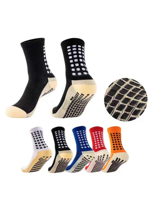 1/5 pares de calcetines deportivos de media pantorrilla con elástico alto y puntos de pegamento en la Bottom de la toalla
