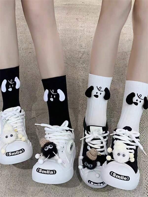 1/2 pares de calcetines hasta el tobillo con diseño de perro haciendo pucheros enojados, para primavera/verano