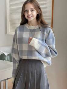 1 件女童休闲厚套头衫，秋冬季舒适温暖，柔软舒适的纯色毛衣 - 适合温暖的日子和寒冷的夜晚