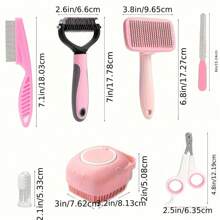 8pcs Pet Grooming Kit, Includes Pet Nail Clippers And File, Flea Comb, Pet Shampoo Brush, Pet Deshedding Brush And Silicone Toothbrush