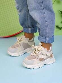 1双儿童休闲运动鞋，舒适时尚跑步鞋，男女童均适用，春秋季款 - 米色 - 查看 5