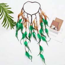 Tiara de Penas Boêmia, Cocar Hippie, Tiara de Fantasia Roxa, Acessórios de Cabelo com Penas para Mulheres, Halloween, Roupas de Praia, Acessórios de Verão - Multicolorido - Visão 6