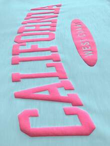 HESSEN 女士休闲简约纯色宽松日常百搭英文字母图案宽松短袖T恤和短裤两件套，健身慢跑服，休闲服，情人节休闲服，新年服 - 藍色 - 查看 3