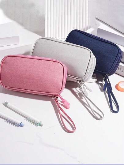 1pc Minimalist Solid Color EVA Digital Bag, Earphone, Cable, Charger, Power Bank Storage Box, Rectangular Case, Unisex Travel Essentials, Electronics Organizer Pouch, USB Cable Organizer, Earphone Bag, Pen, Power Bank, Travel Kit, Watch Band Holder, Electronics Accessories, Portable Charger