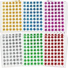 6色全息星星贴纸，闪亮箔纸星星贴纸，适用于儿童行为记录表、学校教室学生教师用品，直径0.6英寸 - 六色五角星 - 查看 5