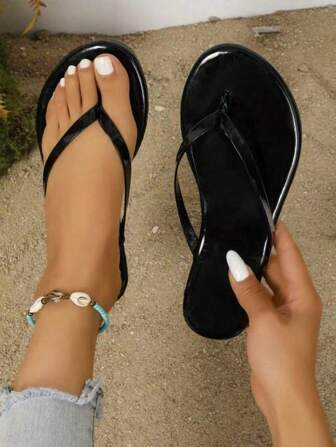 Women Flat Flip Flops, Summer Outdoor Open Toe Weaving Roman Sandals, Fashion French Style Ladies Dress, Beach, Casual, Apartment Wear, White, Beige, Black, Orange, Yellow, Purple, Grey, Gold, Silver, Blue, Green, Peach Red, Brown, Leopard Print, Formal, Holiday, Navy Nautical, Rhinestone, Canvas, Slip-On Comfortable Beach Flat Shoes