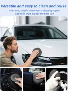 11件套优质超细纤维洗车及精细护理套装 - 包括轮胎刷、划痕修复垫、精细海绵、清洁手套、涂抹垫等。高品质内外饰汽车护理工具，温和不伤车漆，经久耐用，可重复使用，必备汽车清洁用品，柔软清洁手套，汽车清洁产品 - 彩色 - 查看 6