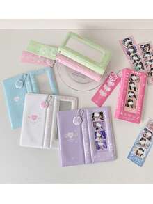 ins韩版镂空生活四格卡片册蝴蝶结天空长条大头贴纸收纳册纪念册学生偶像PVC四格相册 - 彩色 - 查看 3