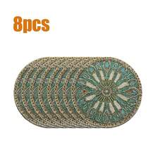 8pcs/6pcs/4pcs/1pc Bohemian Style Round Placemats - With Intricate Floral And Geometric Patterns - 15 Inch, Polyester Linen Printed Placemats, Machine Washable And Hand Washable, Ideal For Restaurant Decor, Party Table Setting, Tabletop Decoration, Vibrant Placemats, Durable Tableware