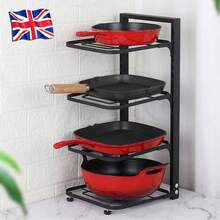 NetHong 4-Tier Pots And Pans Organiser Rack Adjustable Pot Rack Free Standing Pot And Pan Rack Organizer Cabinet Under Sink Pot Pan Rack, Baking Tray Storage And Organiser, Black - Black - View 1