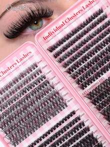Ouye3 640 Cluster Eyelashes Individual Eyelash Book Large Capacity 9-16mm Mixed Length Eyelash Bundle Beginner DIY At Home Eyelash Extension Kit,Suitable For Daily Commute,Dating,Music Festival Wear,Enlarge Eyes - C - View 3